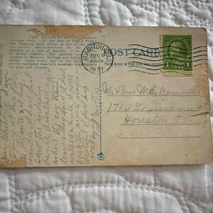 Benjamin Franklin ONE CENT STAMP ON 1931 MANITU SPRINGS BATH HOUSE POSTAL CARD